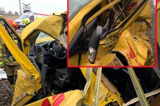 Kurier DHL wjechał prosto pod pociąg! Makabra pod Łaskiem [ZDJĘCIA]